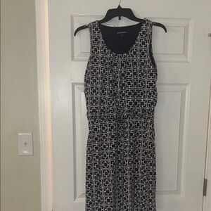 💜💜Nina Leonard Navy, White and Pink Geometric Print Dress